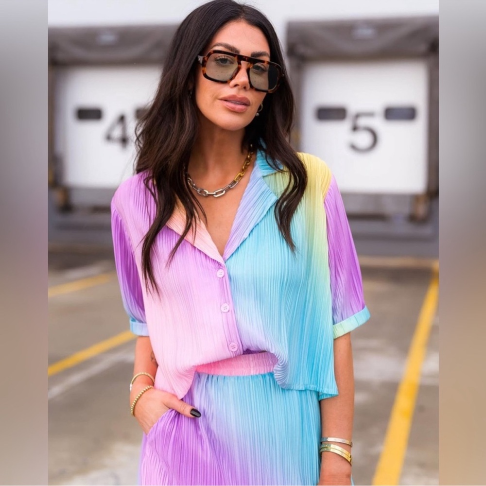 Dressed in Lala Rainbow Stripe Two-Piece Set